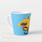 Niedlicher gelber Bulldozer-Comiczeichner Milchtasse (Linke Ecke)