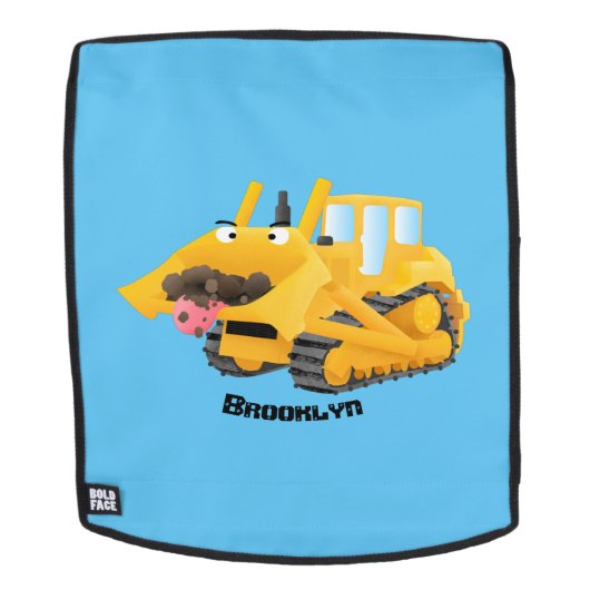 Niedlicher gelber Bulldozer-Comiczeichner Rucksack (Abnehmbare Front)