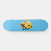 Niedlicher gelber Bulldozer-Comiczeichner Skateboard (Horizontal)