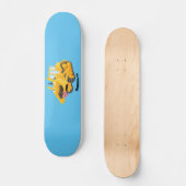 Niedlicher gelber Bulldozer-Comiczeichner Skateboard (Vorderseite)