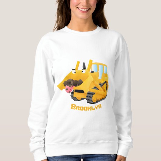 Niedlicher gelber Bulldozer-Comiczeichner Sweatshirt (Vorderseite)