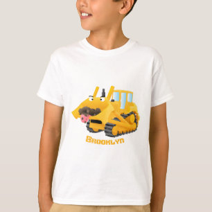 Niedlicher gelber Bulldozer-Comiczeichner T-Shirt