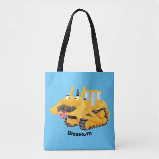 Niedlicher gelber Bulldozer-Comiczeichner Tasche (Vorderseite)