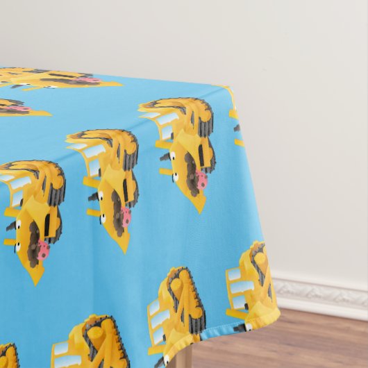 Niedlicher gelber Bulldozer-Comiczeichner Tischdecke (Beispiel)
