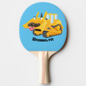 Niedlicher gelber Bulldozer-Comiczeichner Tischtennis Schläger (Rückseite)
