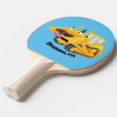 Niedlicher gelber Bulldozer-Comiczeichner Tischtennis Schläger (Vorderseite)