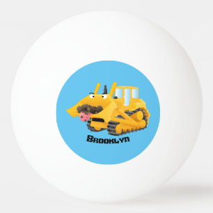 Niedlicher gelber Bulldozer-Comiczeichner Tischtennisball