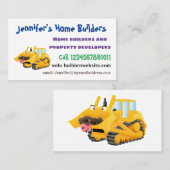 Niedlicher gelber Bulldozer-Comiczeichner Visitenkarte (Vorne/Hinten)