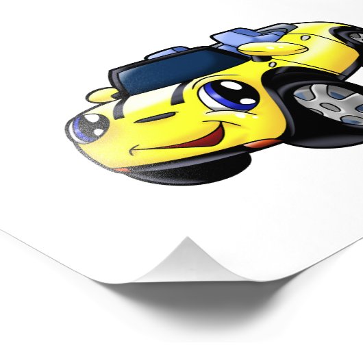 Niedlicher gelber Cartoon|Hintergrundfarbe auswähl Fotodruck (Ecke)