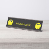Niedlicher Gelber Emoji-Lehrer Schreibtischnamensplakette (Vorderseite )