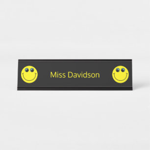 Niedlicher Gelber Emoji-Lehrer Schreibtischnamensplakette