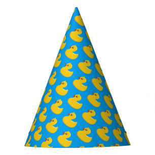 Niedlicher gelber Gummi Ducky Muster Blau Hintergr Partyhütchen