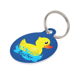 Niedlicher Gelber Gummi-Ente, der sich um Haustiermarke