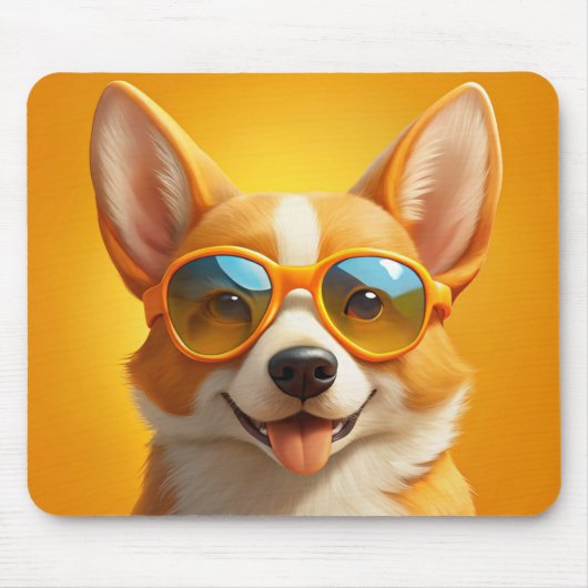 Niedlicher gelber Hund mit 🕶️ Mousepad (Vorne)