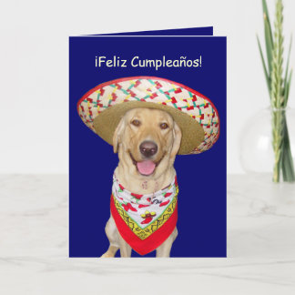 Niedlicher gelber Labrador Feliz Cumpleanos Karte