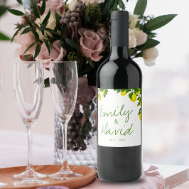 Niedlicher Gelber Lemon Elegante Citrus Hochzeit Weinetikett