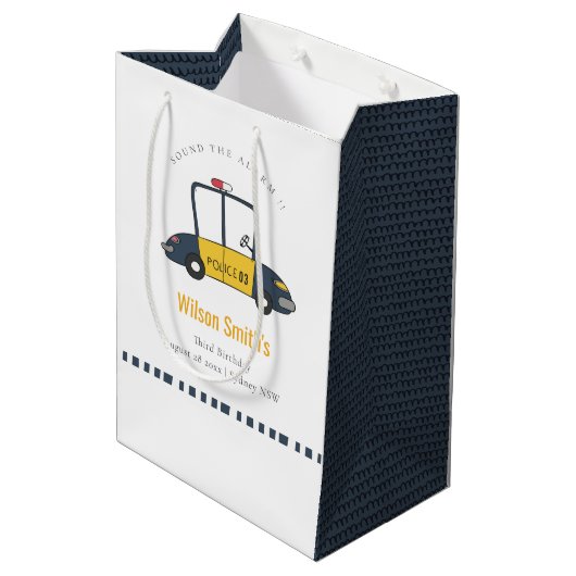 Niedlicher Gelber Polizeiwagen der Marine tötet je Mittlere Geschenktüte (Rückseite Schrägansicht)