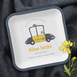 Niedlicher Gelber Polizeiwagen der Marine tötet je Pappteller