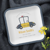 Niedlicher Gelber Polizeiwagen der Marine tötet je Pappteller