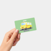Niedlicher Gelber Schulbus-Cartoon Ausweis (Handheld)