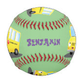 Niedlicher Gelber Schulbus-Cartoon Baseball (Rückseite)