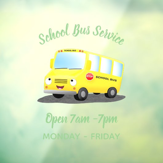 Niedlicher Gelber Schulbus-Cartoon Fensteraufkleber (Blatt 3)