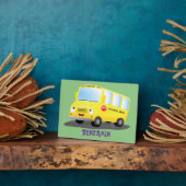 Niedlicher Gelber Schulbus-Cartoon Fotoplatte (Seite)