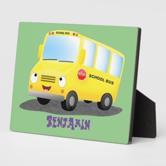 Niedlicher Gelber Schulbus-Cartoon Fotoplatte (Seite)