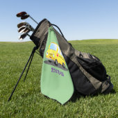 Niedlicher Gelber Schulbus-Cartoon Golfhandtuch (Gras)