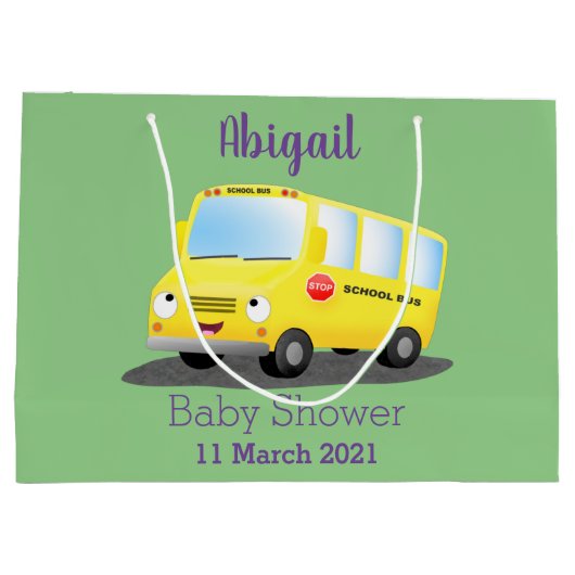 Niedlicher Gelber Schulbus-Cartoon Große Geschenktüte (Rückseite)