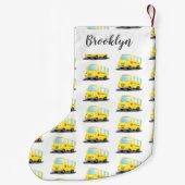 Niedlicher Gelber Schulbus-Cartoon Kleiner Weihnachtsstrumpf (Rückseite)