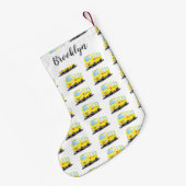 Niedlicher Gelber Schulbus-Cartoon Kleiner Weihnachtsstrumpf (Rückseite (Hängend))