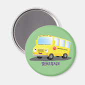 Niedlicher Gelber Schulbus-Cartoon Magnet (Vorderseite/Rückseite)