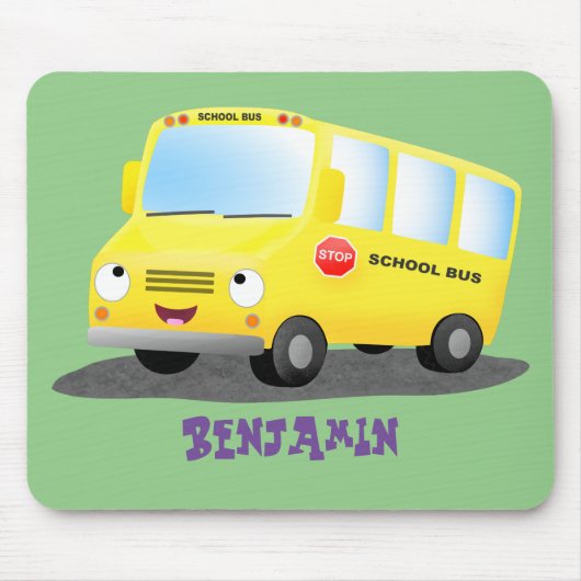 Niedlicher Gelber Schulbus-Cartoon Mousepad (Vorne)