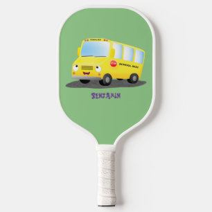 Niedlicher Gelber Schulbus-Cartoon Pickleball Schläger
