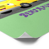 Niedlicher Gelber Schulbus-Cartoon Poster (Ecke)