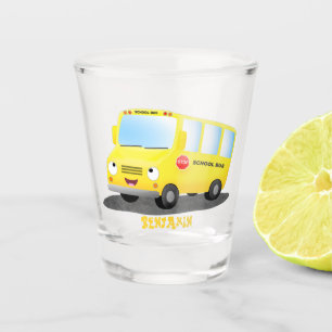 Niedlicher Gelber Schulbus-Cartoon Schnapsglas