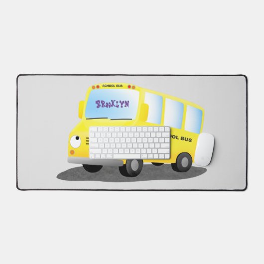 Niedlicher Gelber Schulbus-Cartoon Schreibtischunterlage (Tastatur & Maus)