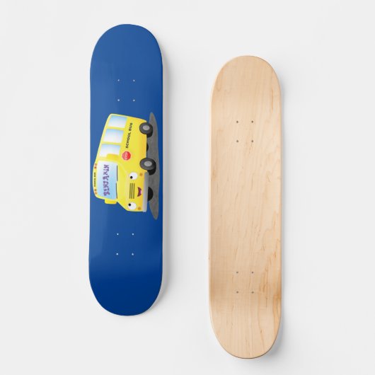 Niedlicher Gelber Schulbus-Cartoon Skateboard (Vorderseite)