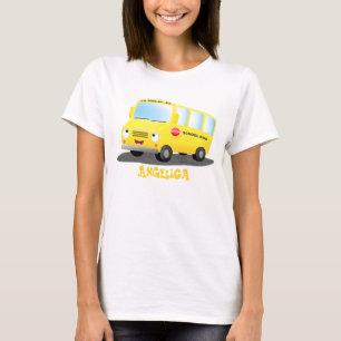 Niedlicher Gelber Schulbus-Cartoon T-Shirt