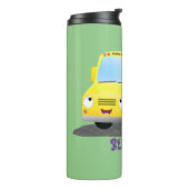 Niedlicher Gelber Schulbus-Cartoon Thermosbecher (Nach links gedreht)