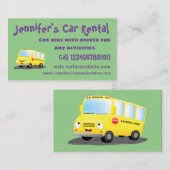 Niedlicher Gelber Schulbus-Cartoon Visitenkarte (Vorne/Hinten)