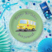 Niedlicher Gelber Schulbus personalisiert Geburtst Pappteller (Party)