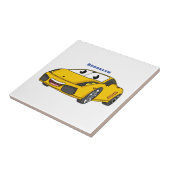 Niedlicher Gelber Sportwagen Cartoon Fliese (Seite)