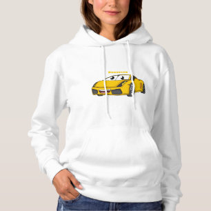 Niedlicher Gelber Sportwagen Cartoon Hoodie