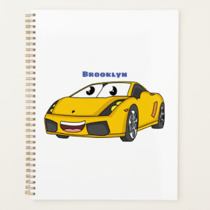 Niedlicher Gelber Sportwagen Cartoon Planer