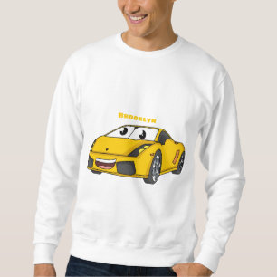 Niedlicher Gelber Sportwagen Cartoon Sweatshirt