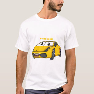Niedlicher Gelber Sportwagen Cartoon T-Shirt