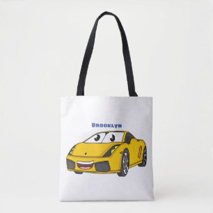 Niedlicher Gelber Sportwagen Cartoon Tasche