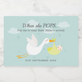 Niedlicher Gelber Stork Bundle Pop It Mini Schaumweinetikett (Einzelnes Label)
